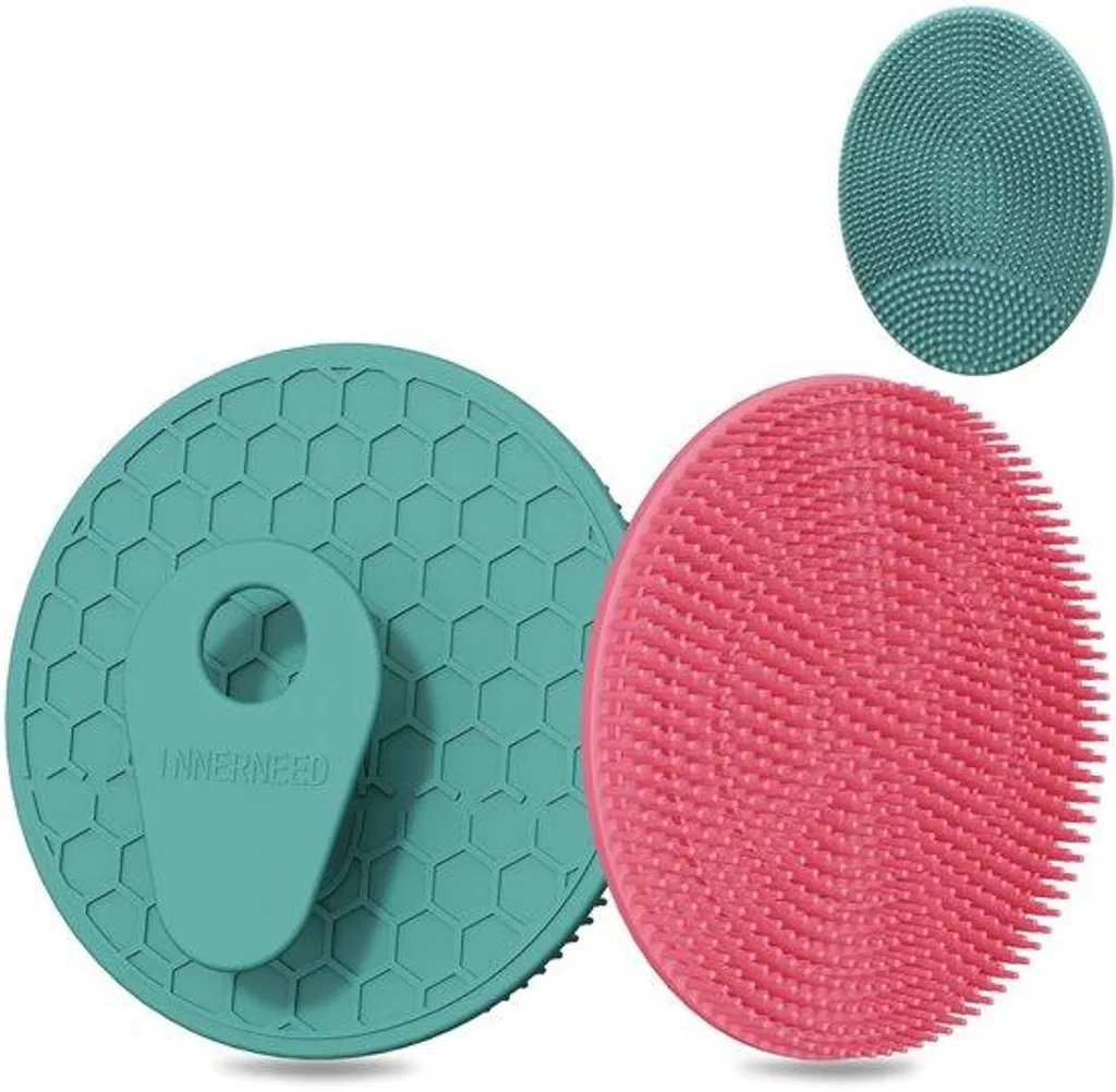 Brosse de massage corps silicone hygiénique rose et vert nettoyage pur