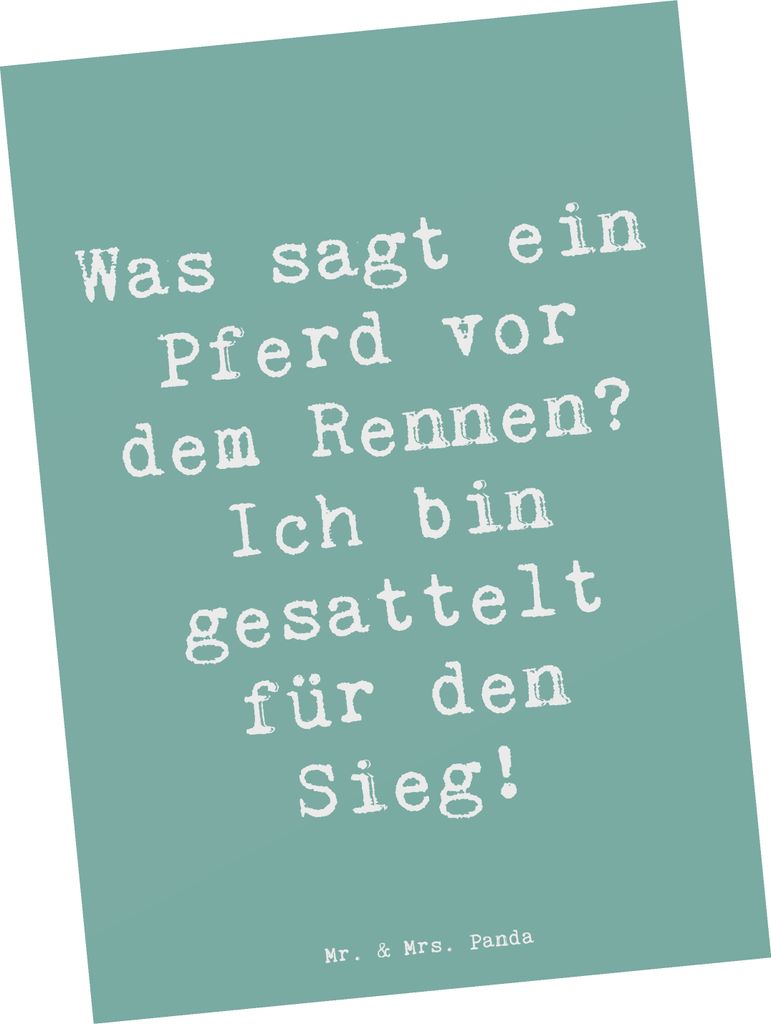 Mr. & Mrs. Panda Postkarte Spruch Pferderennen Erfolg - Meeresbrise - Geschenk, Pferdesport, Nervenkitzel, Humor, Postkarten, Handwerkskunst, Gruß...