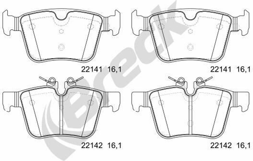 Bremsbelagsatz, Scheibenbremse BRECK 22141 00 554 00