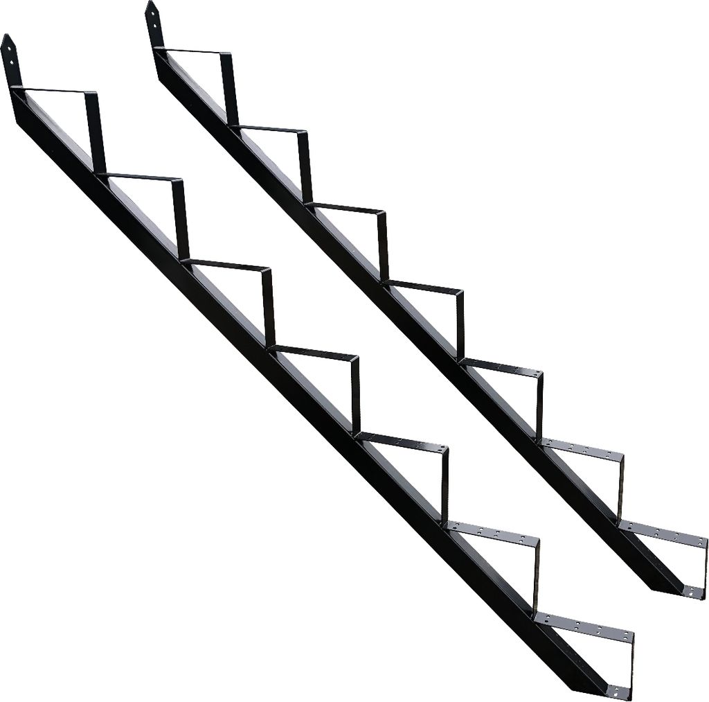 Treppenrahmen 7 stufig Stahl-Treppe Schwarz Treppenholm Produktbild 