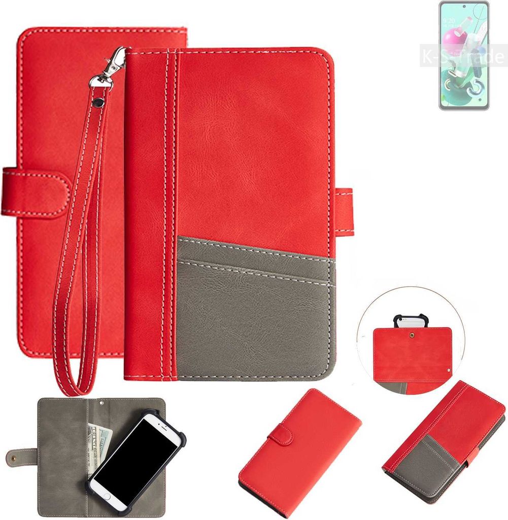 K-S-Trade Handy Schutzhülle für LG Electronics Q92 Hülle Portemonnee Brieftasche Klapphülle Kartenfächer Flip Wallet Case Etui