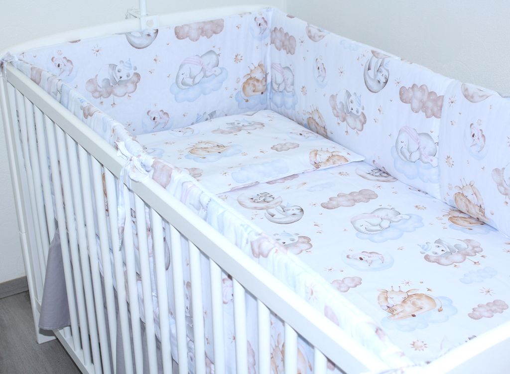 PRIMAWELA Nestchen 420 cm Bettumrandung Babybett Baby Kinder Nest Kopfumrandung 28. Wolken
