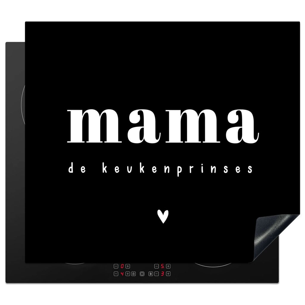 KitchenYeah Herdabdeckplatte Sprichwörter - Mama die Küchenprinzessin - Schwarz - Mutter - Herz , 59x51cm, Küche Deko, Glaskeramikkochfeld Her...