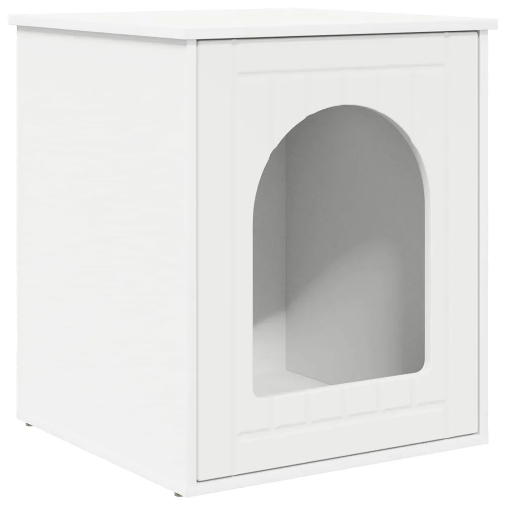 Cache litière pour chat blanc 53x52x62cm - Maison aggloméré pratique