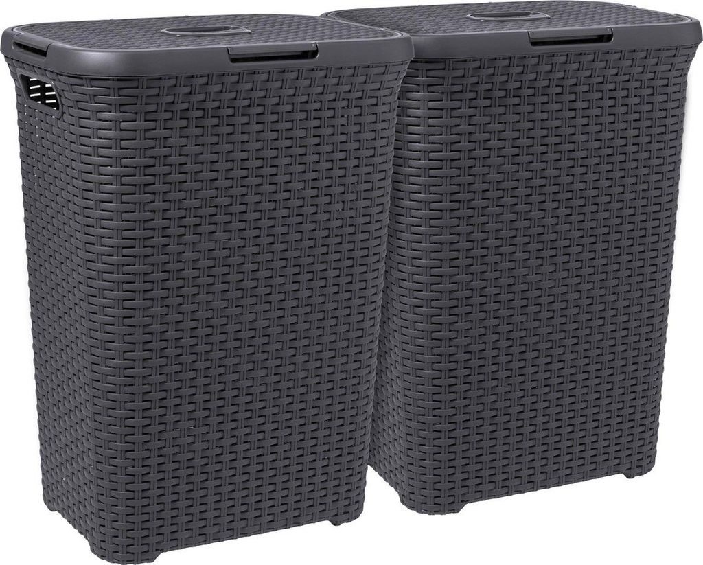 Curver Style Wäschekorb mit Deckel - 60L - 2 Stück - anthrazit