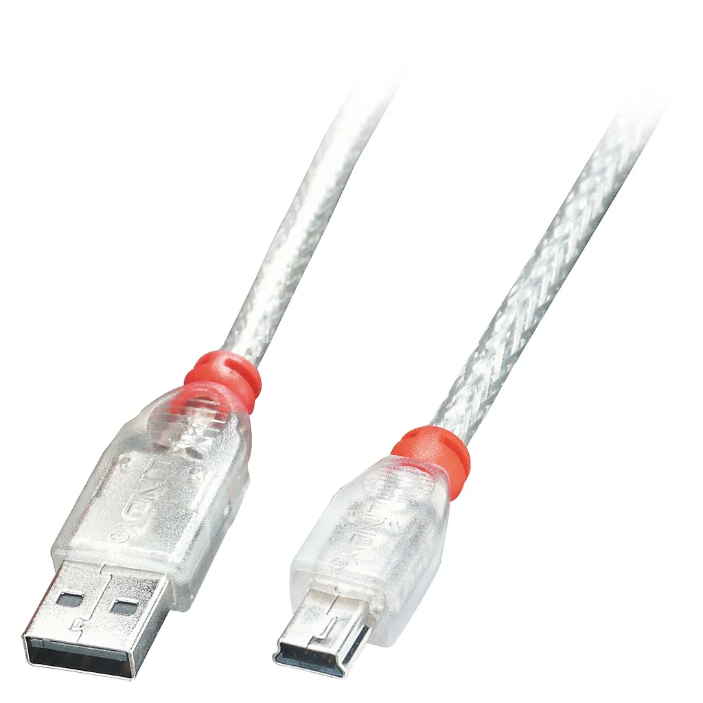 Lindy 41780 Cavo Mini USB 0,2m Trasparente | Standard Industriale