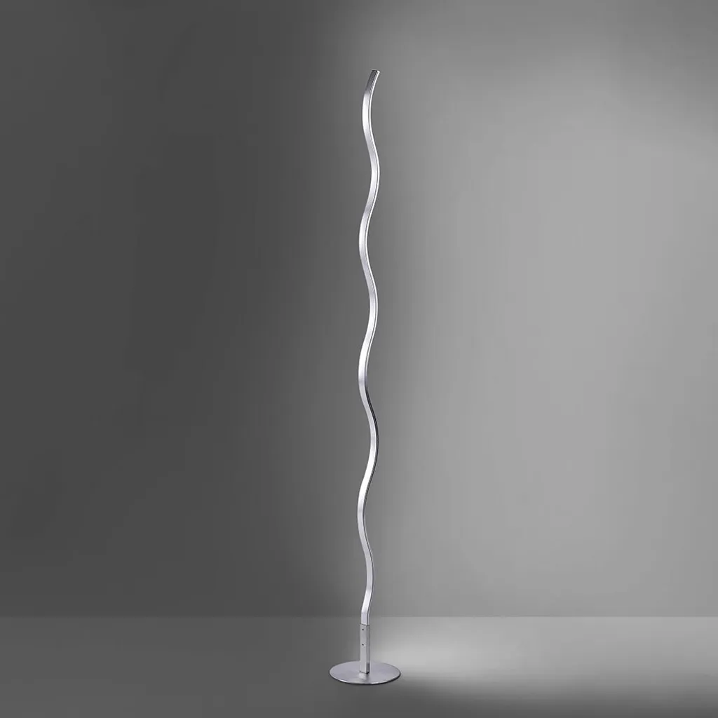Lampadaire Design Vague Argenté avec LED Intégrées 120cm - Forme Incurvée - 14