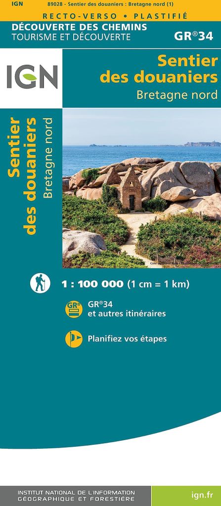 Sentier des Douaniers Bretagne Nord 1:100 000
