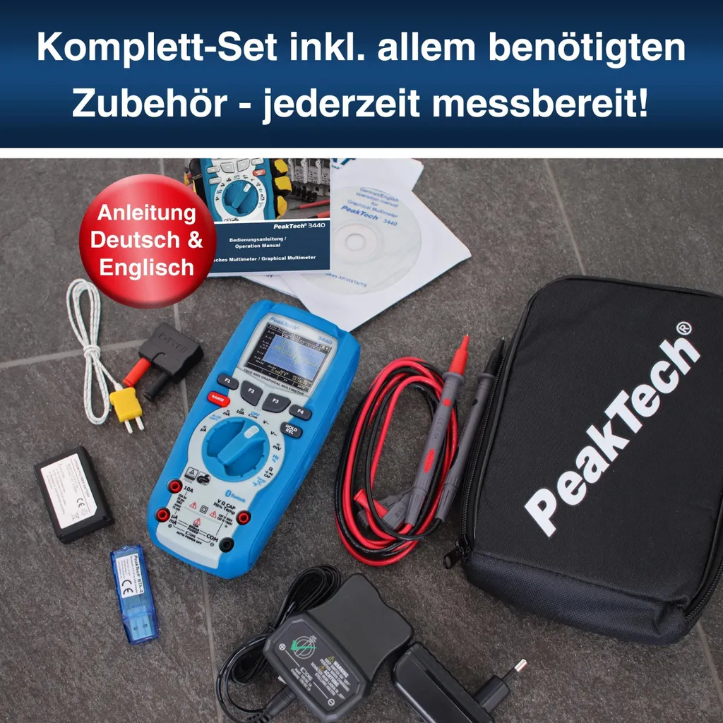 Multimètre Numérique Graphique PeakTech P 3440 avec Mémoire Interne Pro - 10