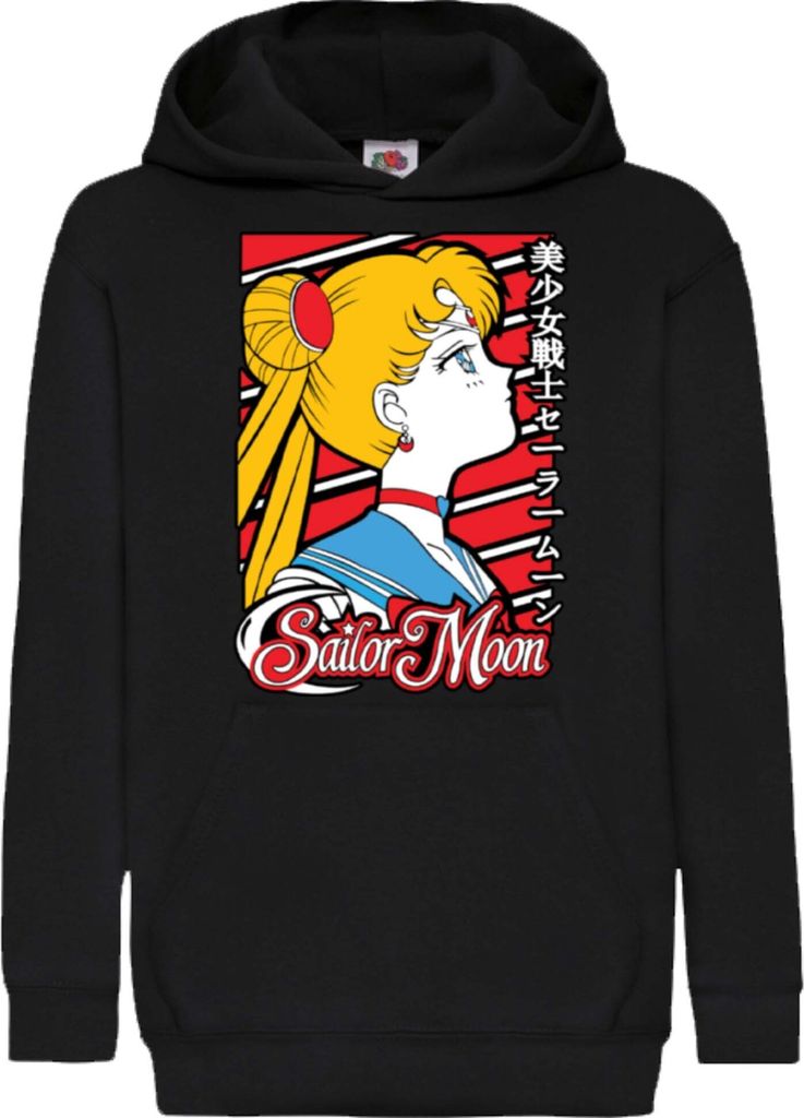 Kinder Kapuzenpullover Sailor Anime Manga Moon 01, 7-8 Jahr - 128 / Schwarz