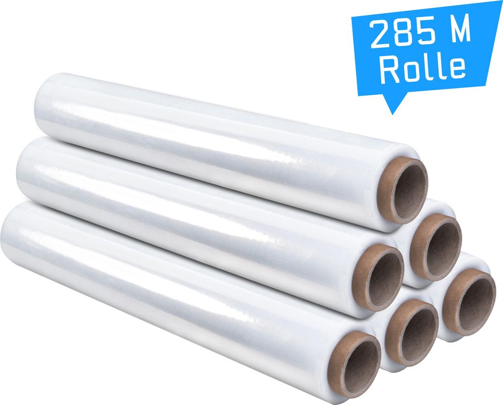 Stretchfolie Palettenfolie Wickelfolie 500mm x 285 lfm 24 Rollen 20my transparent