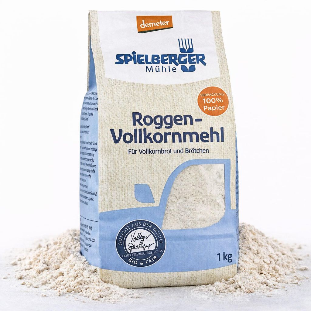 Spielberger  Roggen-Vollkornmehl demeter - 1kg - 1 Beutel Produktbild 
