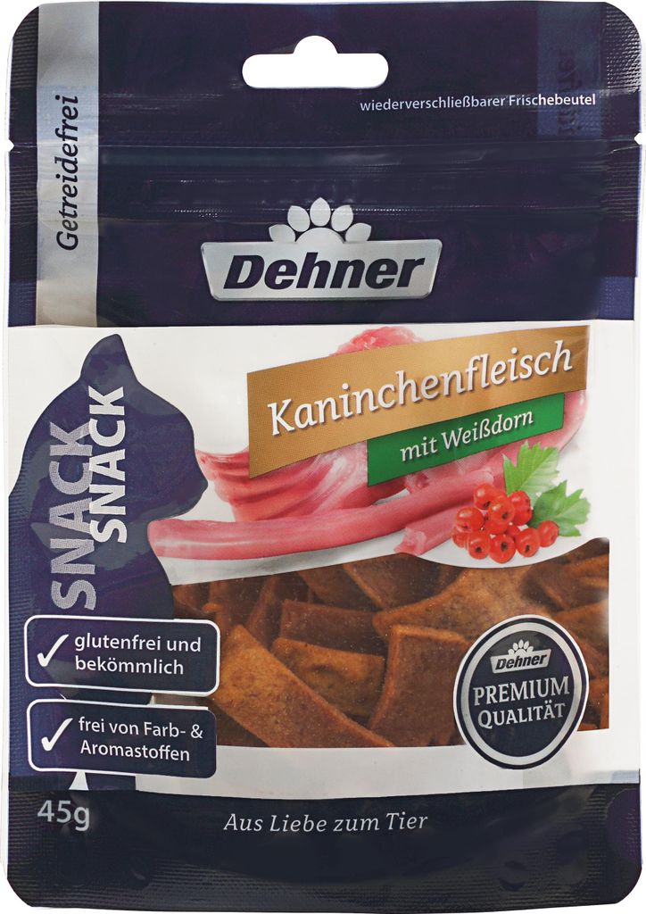 Dehner Premium Katzensnack Kaninchenfleisch mit Weißdorn, 45 g