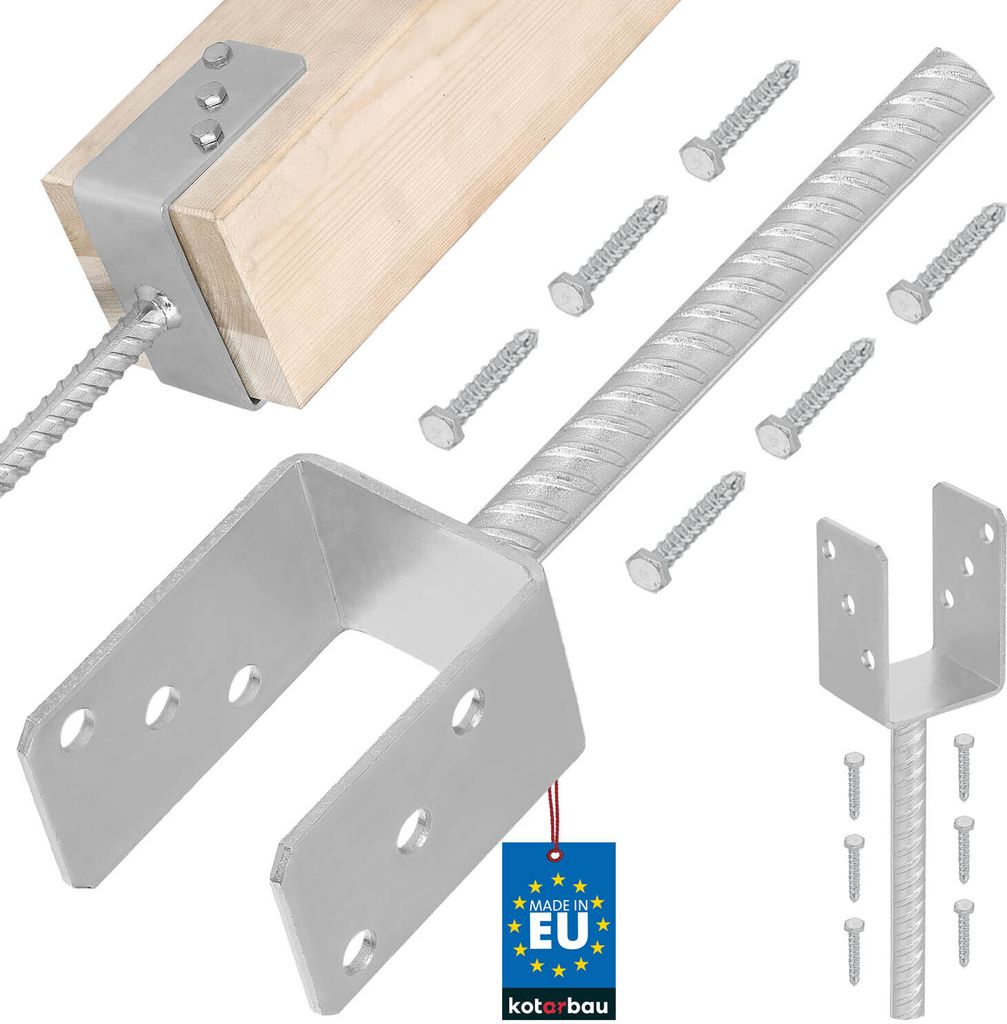 KOTARBAU® Supporto per Pali Acciaio Zincato 71 mm Argento Immagine del prodotto 