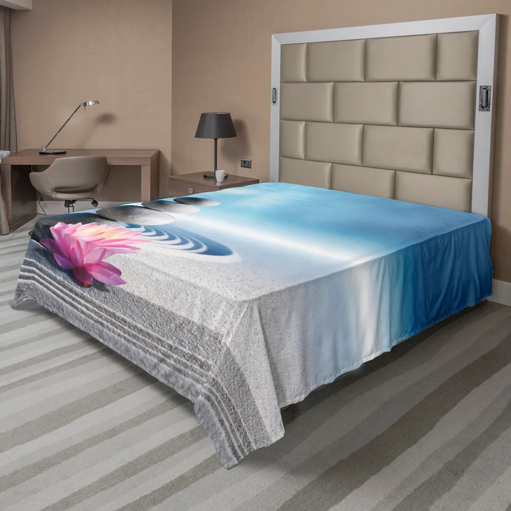 Drap de lit doux imprimé Lotus et Sable, Confort Supérieur 275 x 260 cm