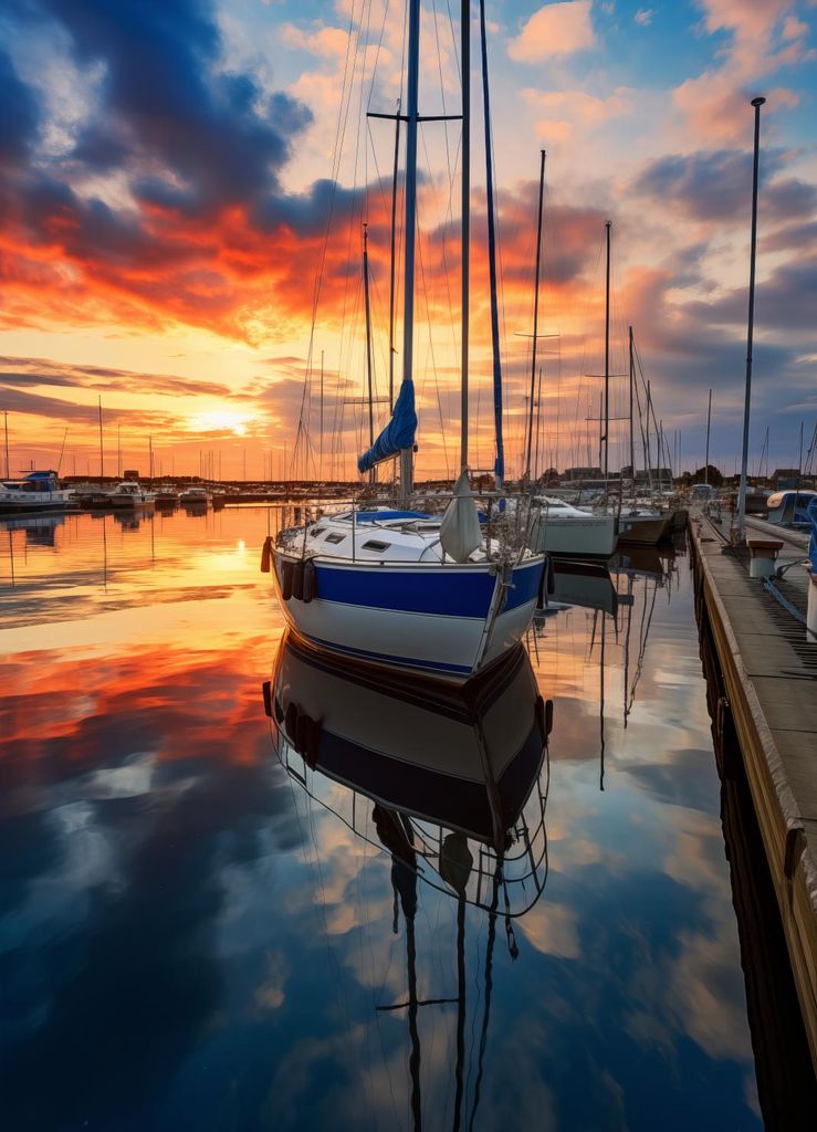 Plakat 20,5x28,4cm Sonnenuntergang in der Marina