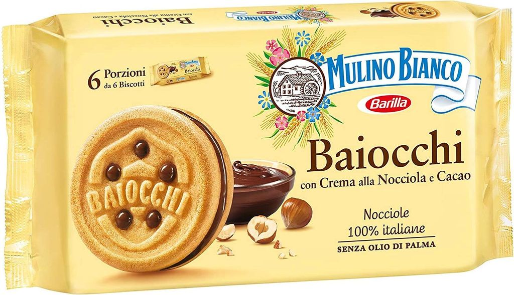 36x Mulino Bianco Baiocchi schoko reigel Kekse kuchen mit Schokolade 56gr snack