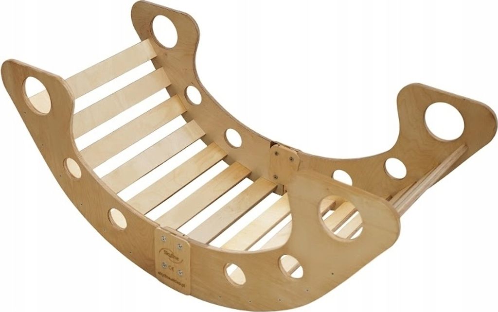 Skyline Holz Kletterbogen Klettergerüste Kletterdreieck Baby Kletterwippe Holzbogen für Kinder Montessori Lack Klappbar, mod.B, 110x51x48cm, Höl...