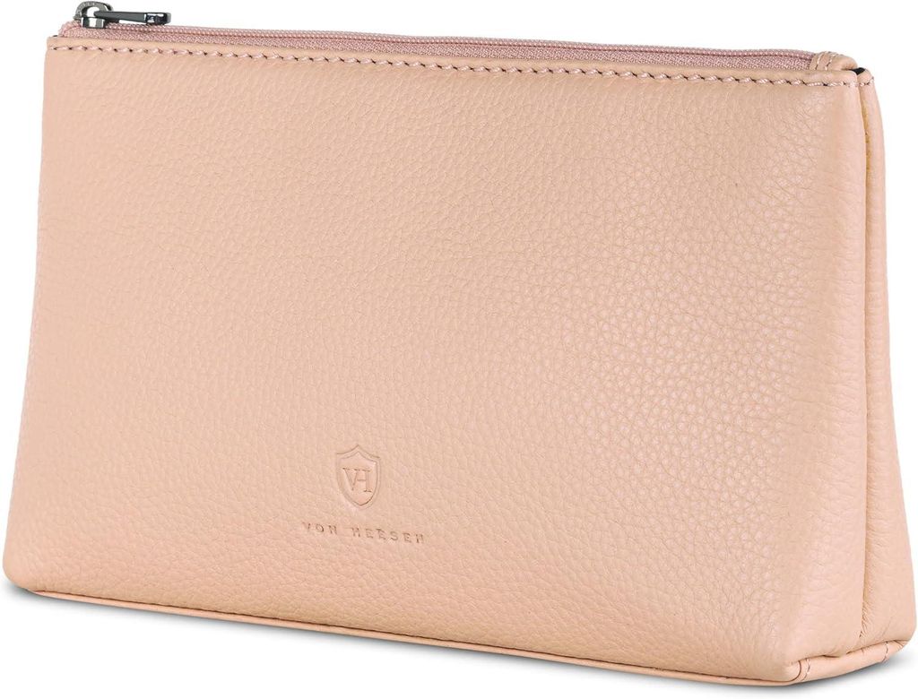 Echtleder Kosmetiktasche für Damen und Herren Kulturbeutel Waschtasche aus Nappaleder Reise Kosmetik Organizer mit Reißverschluss
