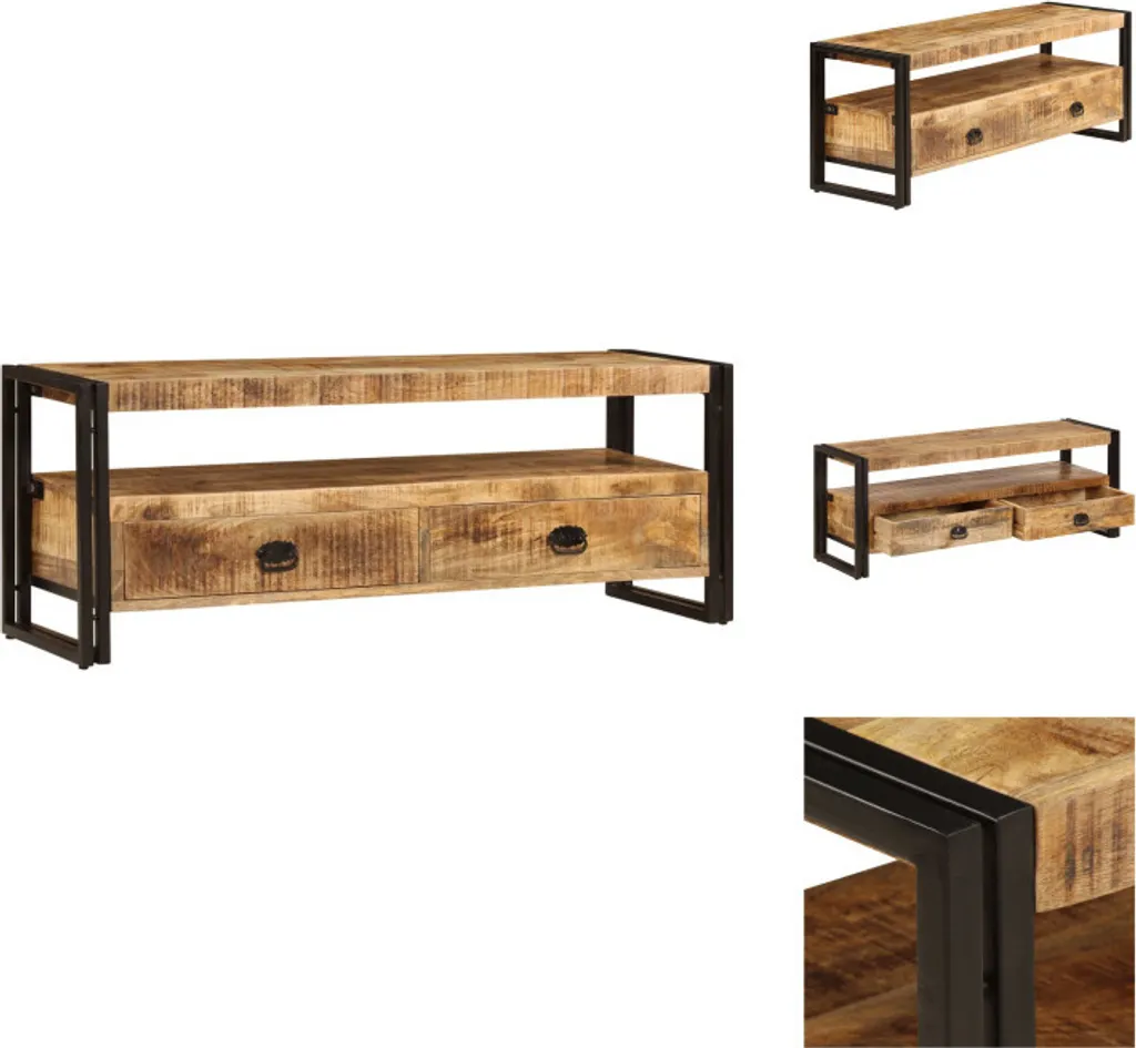 vidaXL Meuble TV 120 x 35 x 45 cm en bois de manguier massif robuste