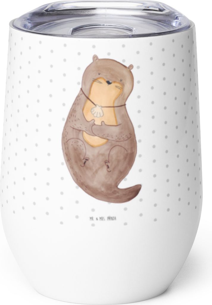 Mr. & Mrs. Panda Thermo Becher Otter Muschel - Weiß - Geschenk, thermosbecher, Thermobecher, Isolierbecher, kaffee tasse, Träumen, Büro, Motivat...