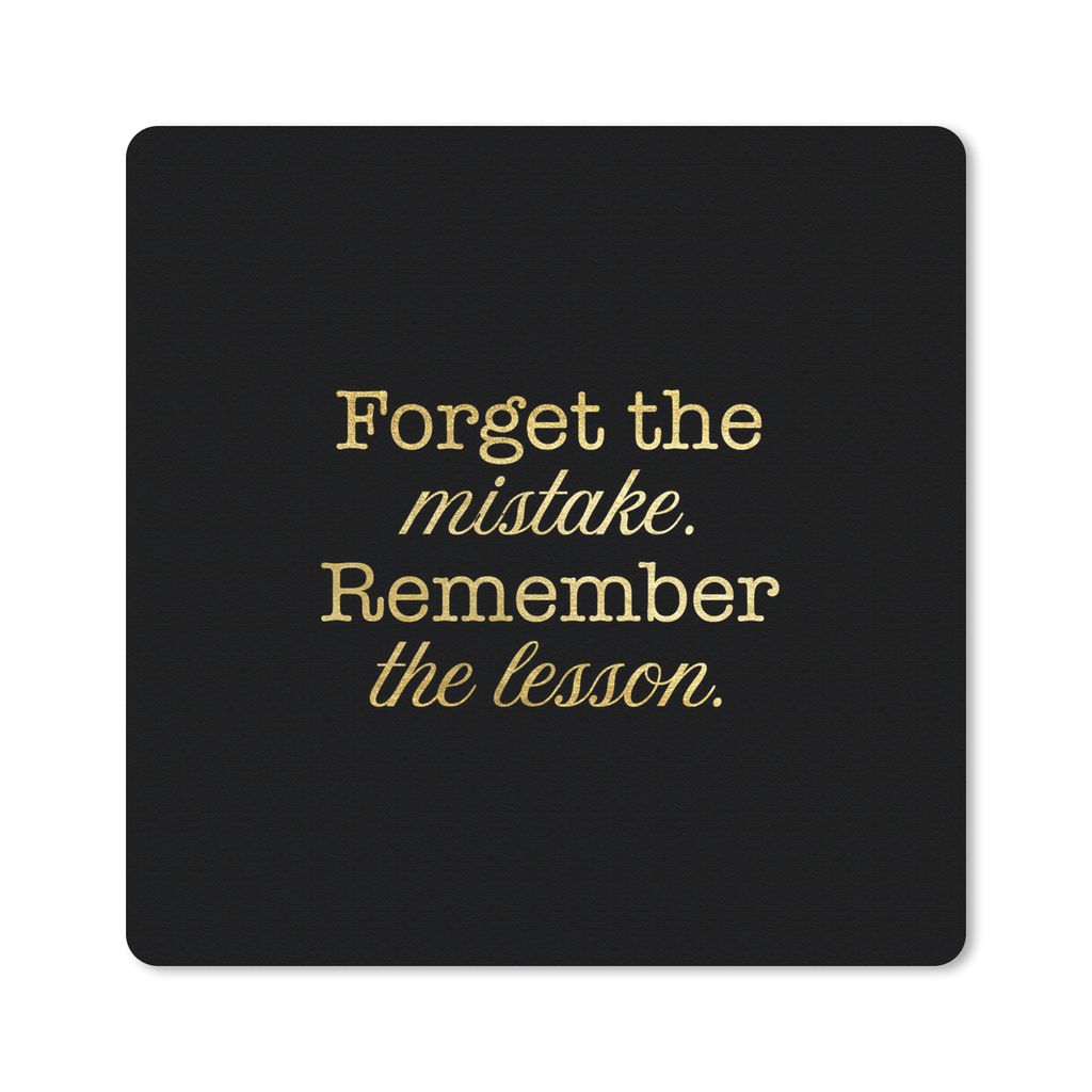 MuchoWow Mauspad Mousepad Zitat - Leben - Gold - Schwarz 20x20 cm - Mousepads - Maus Mat - Pad - Mausunterlage - Desk Mat - Bureauartikeln