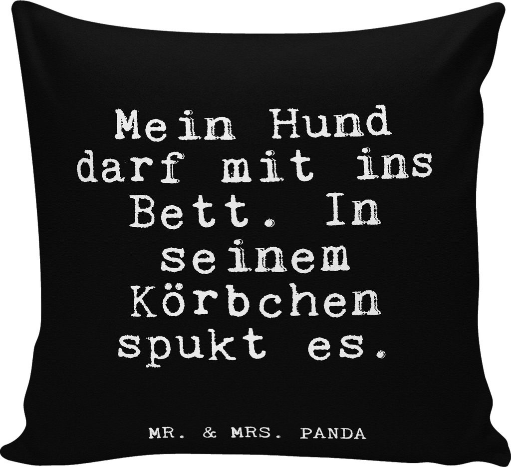 Mr. & Mrs. Panda Dekokissen Mein Hund darf mit... - Schwarz - Geschenk, Geld, Lounge Kissen, 40x40, für sofa, Herrchen, Körbchen, kuschelkissen, ...