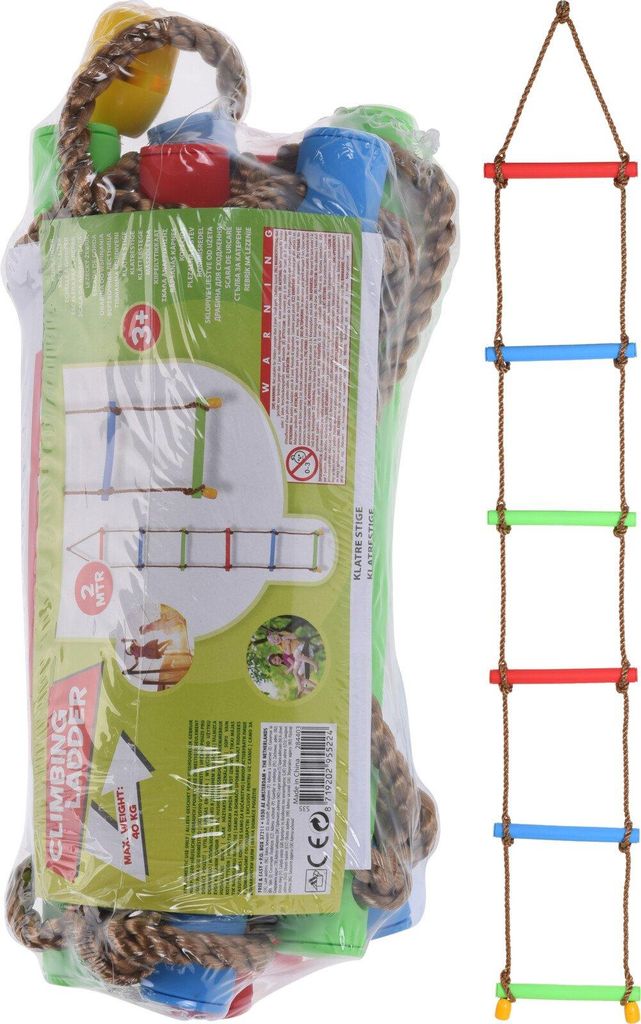 Touwladder Kletterspielzeug 2 Meter mit 6 Sprossen für Kinder