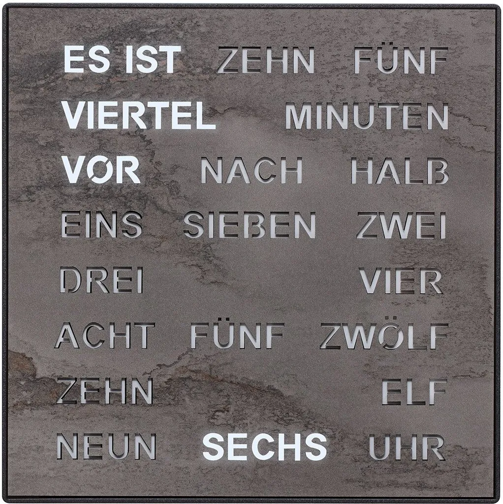 Filius 0401-4 Horloge à mots design anthracite 28 cm pour mur et table