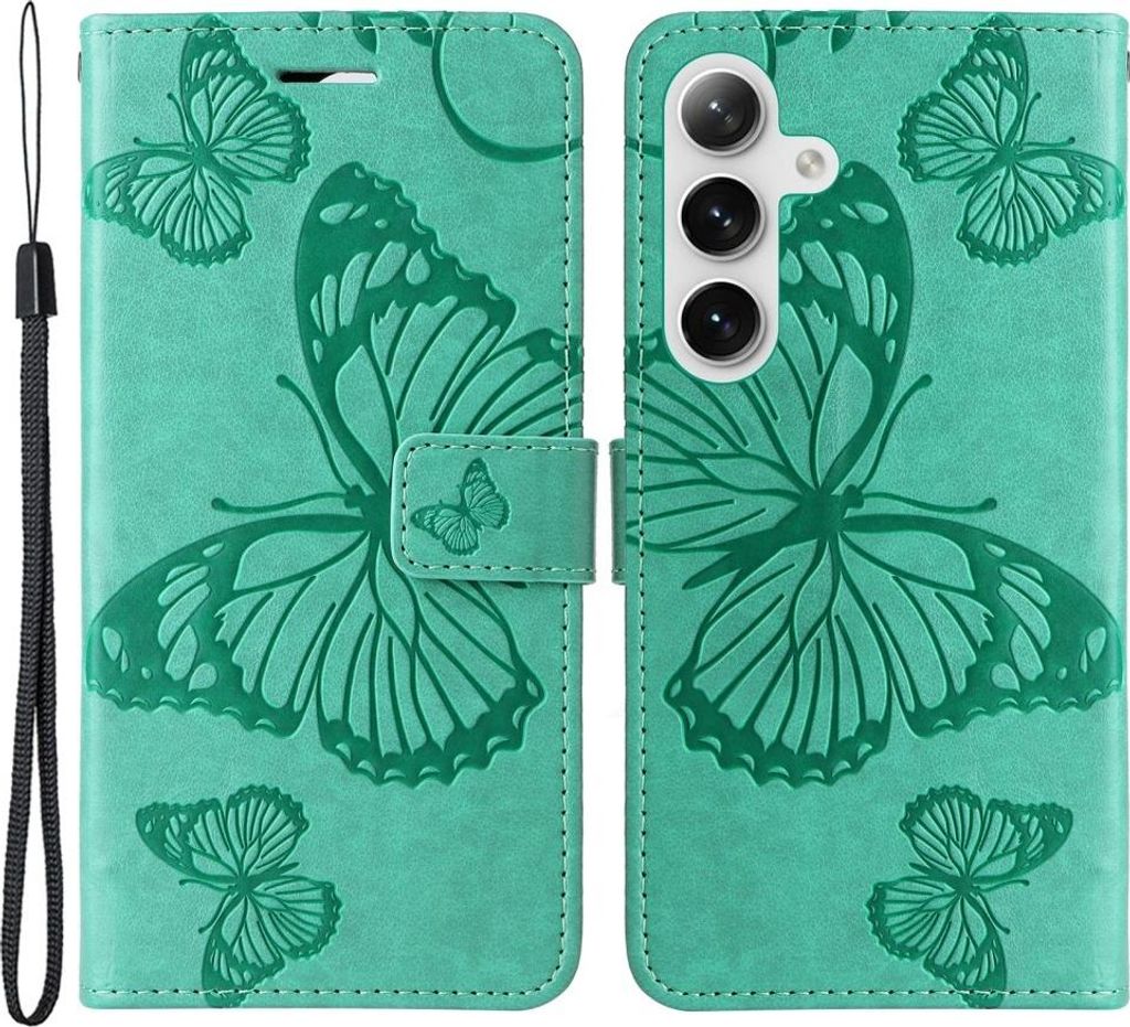Samsung Galaxy S25 / S24 Hülle - Coverup Schmetterlinge Klapphülle - Mintgrün