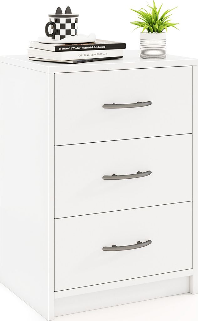 Comodino COSTWAY con 3 cassetti, comodino per letto a Immagine del prodotto 