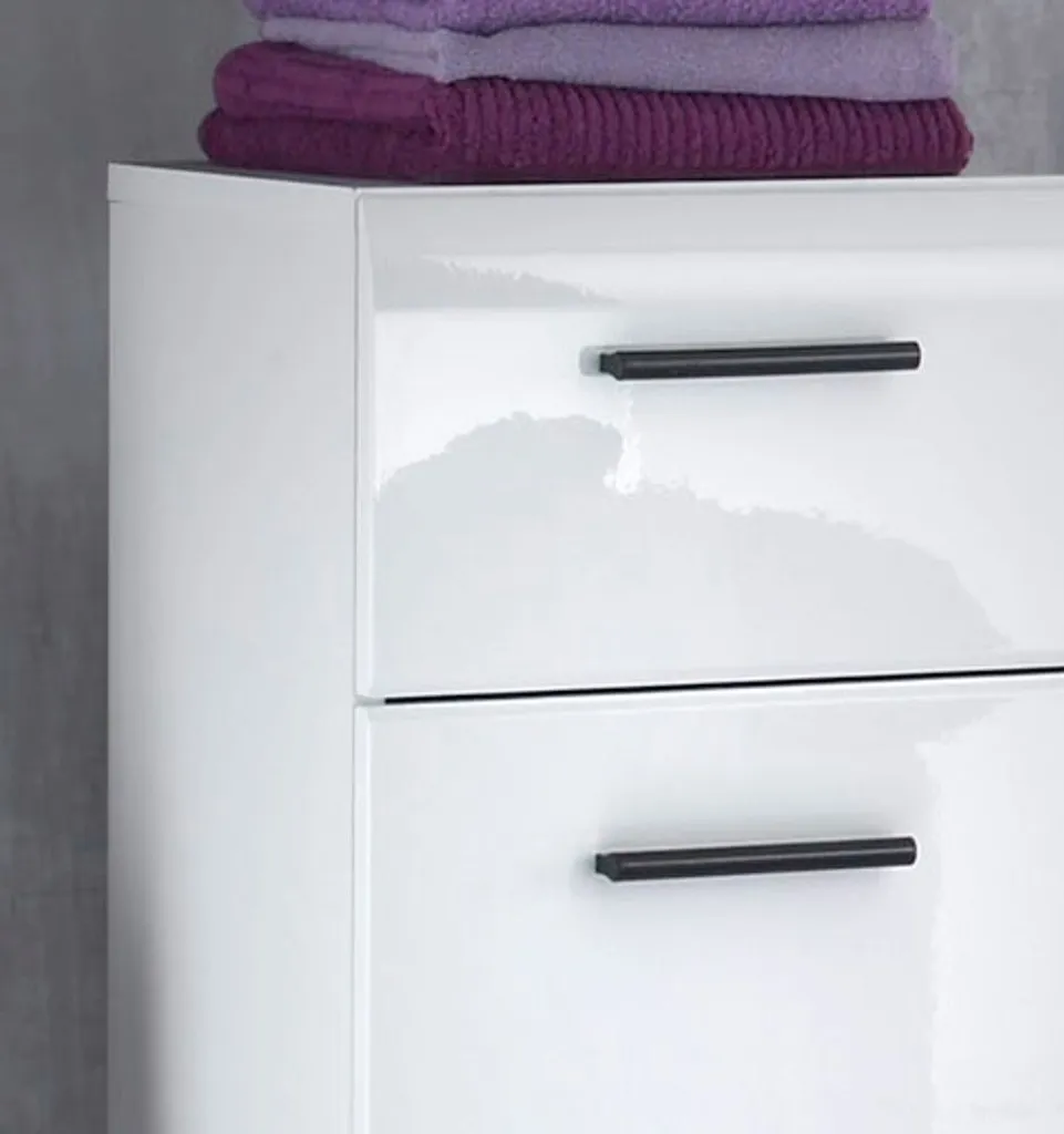 Meuble sous lavabo blanc laqué pour rangement salle de bain - 16