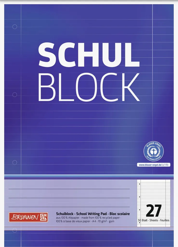 Bloc de Cours A4 Ligné 27 pour Prise de Notes Scolaire et Universitaire