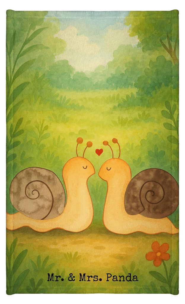 Mr. & Mrs. Panda Gästetuch Schnecken Liebe Design - Weiß - Geschenk, Pärchen, Paar, Kleines Handtuch, Klein, Frotteetuch, Verliebt, Zufrieden, G...