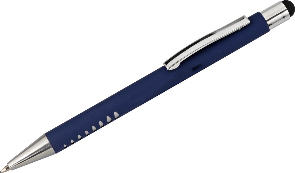 Softtouch-Touchpen-Kugelschreiber aus Metall / gummiert / Farbe: blau