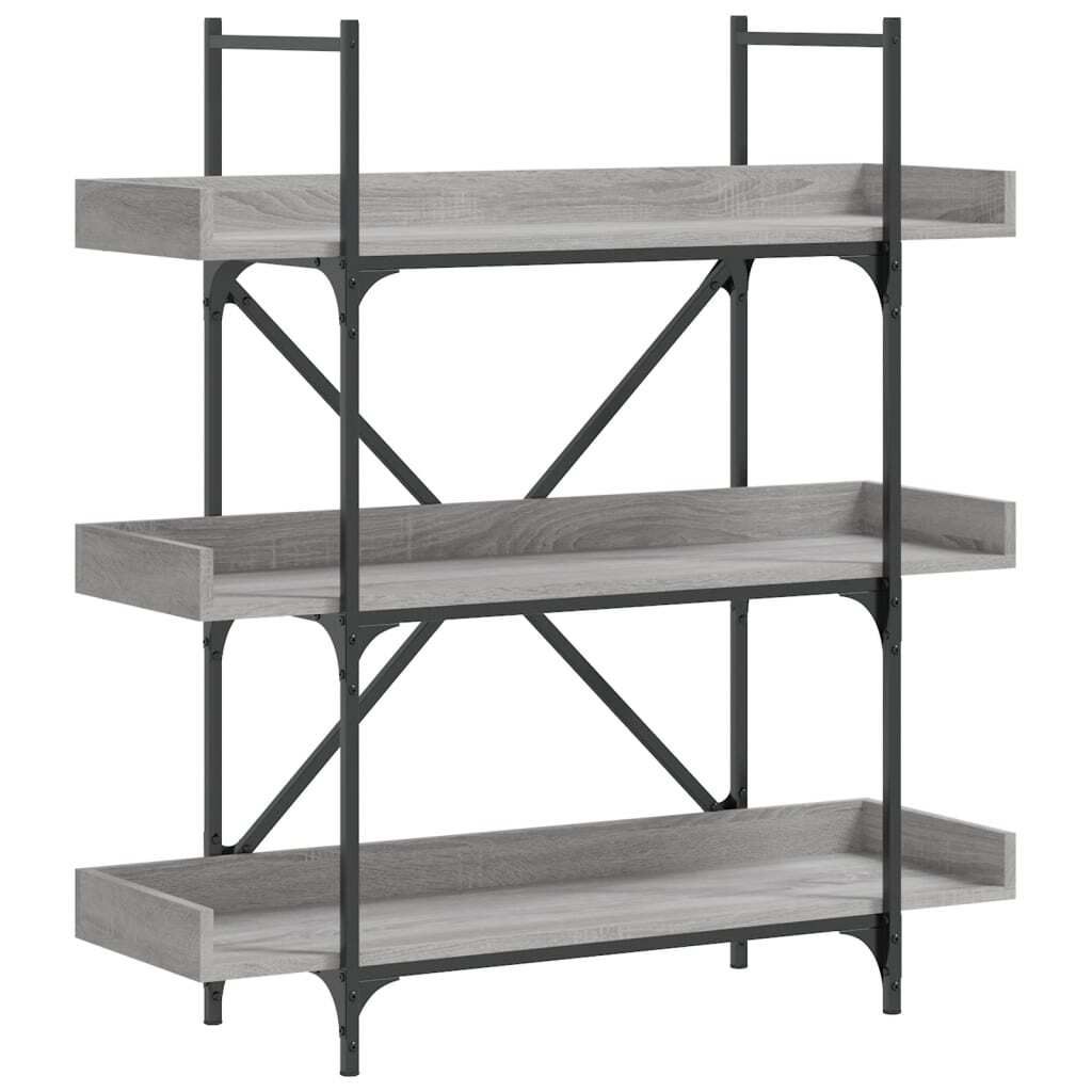 vidaXL Bücherregal 3 Böden Grau Sonoma 100x33x108,5 cm Holzwerkstoff