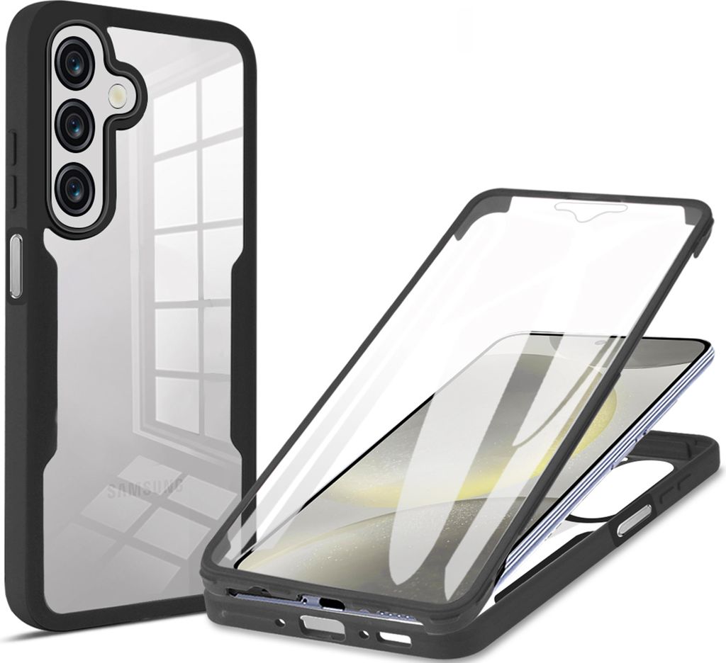 360° Hülle für Samsung Galaxy A26, 360 Grad Handyhülle mit Integriertem Displayschutz in Schwarz