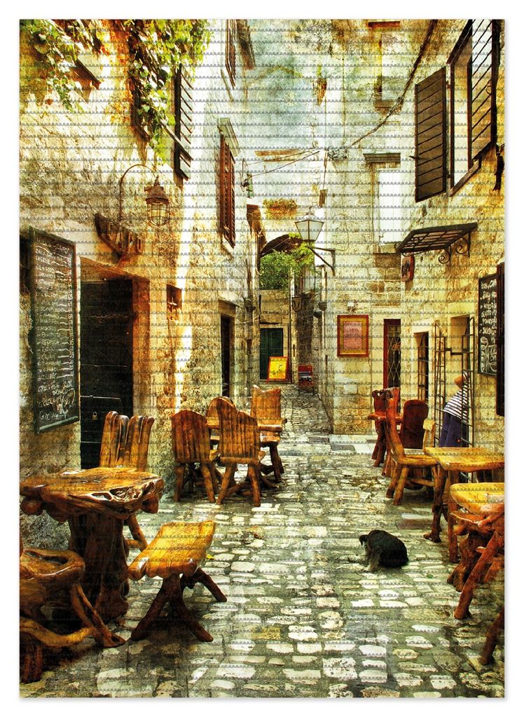 Wallario Duschmatte Antirutschmatte Badmatte Fußmatte Italienische kleine Gasse, Größe ca. 70 x 50 cm