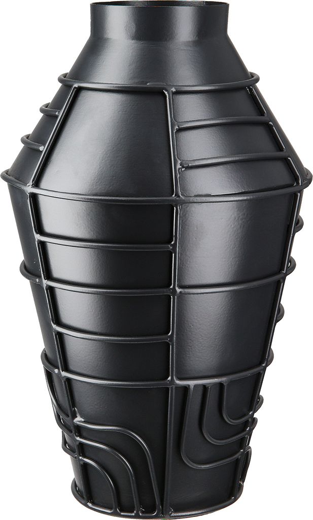 Gilde Vase, "Labyrinth", Metall, schwarz, VE 2, L. 16 cm, B. 16 cm, H. 27 cm 55271 4063387552711
