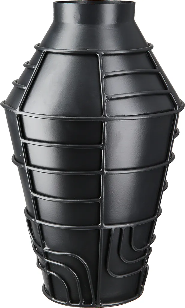 Vase en Métal Noir Labyrinth Gilde - Structure Ajourée Design 27x16 cm