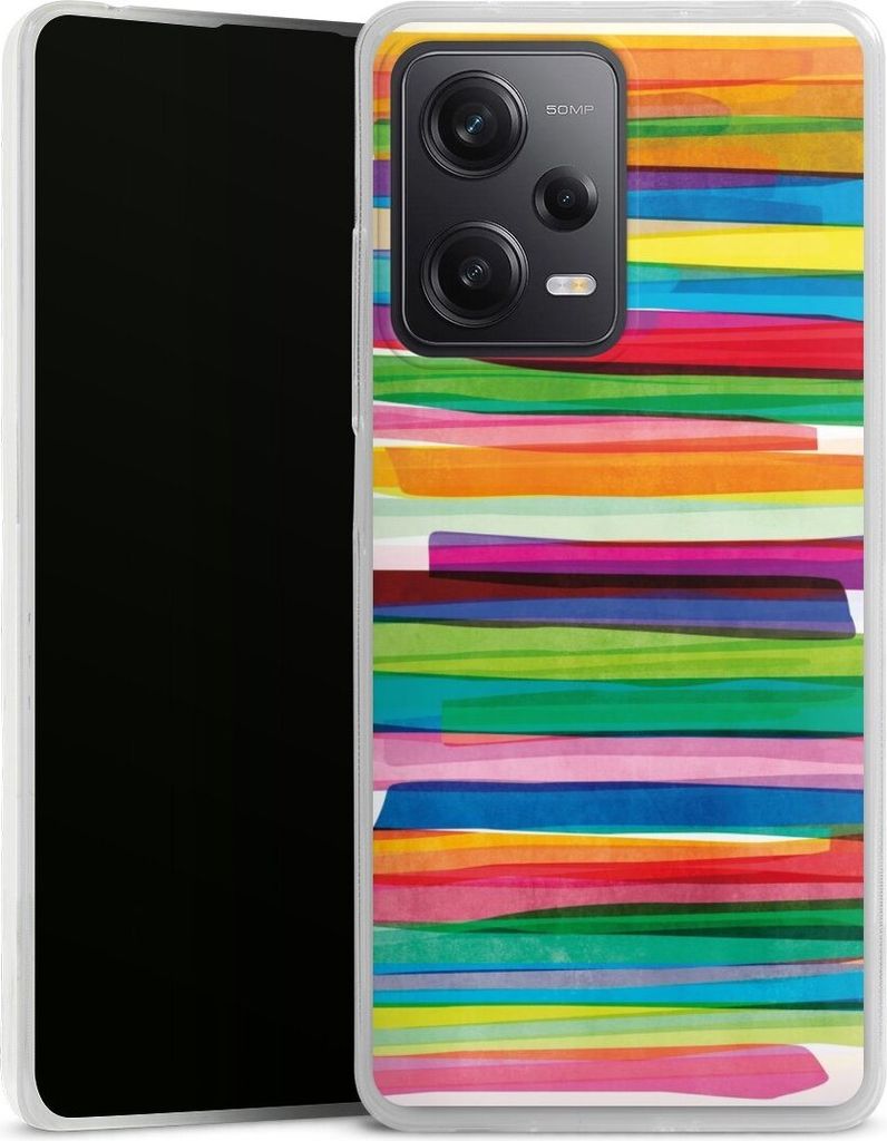 DeinDesign Slim Hülle für Xiaomi Redmi Note 12 Pro 5G Silikon Case Ultra Dünn Handyhülle Streifen Wasserfarbe bunt