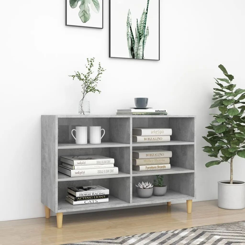 Credenza Bassa Cemento Grigio 103,5 cm | Organizer Legno 6 Vani