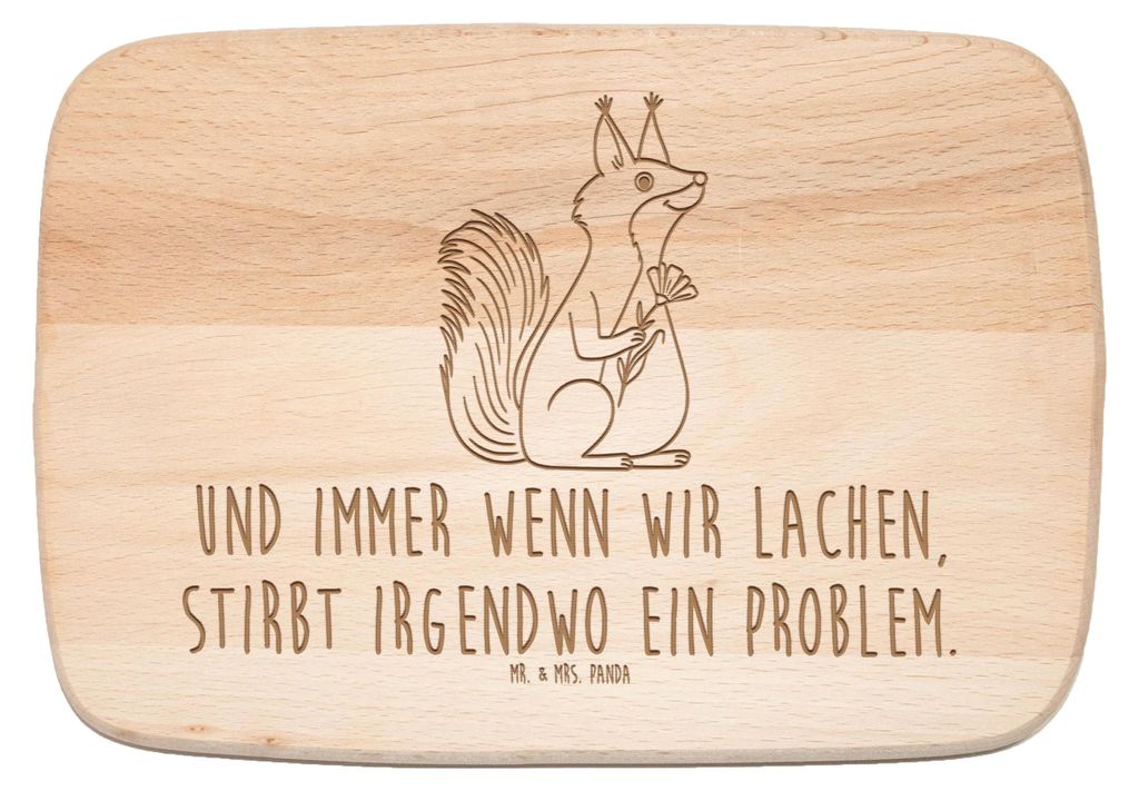 Mr. & Mrs. Panda Holzschneidebrett Eichhörnchen Blume - Transparent - Geschenk, Lustige Sprüche, Motivation, glücklich Spruch, Holzbrett, Holzbr...