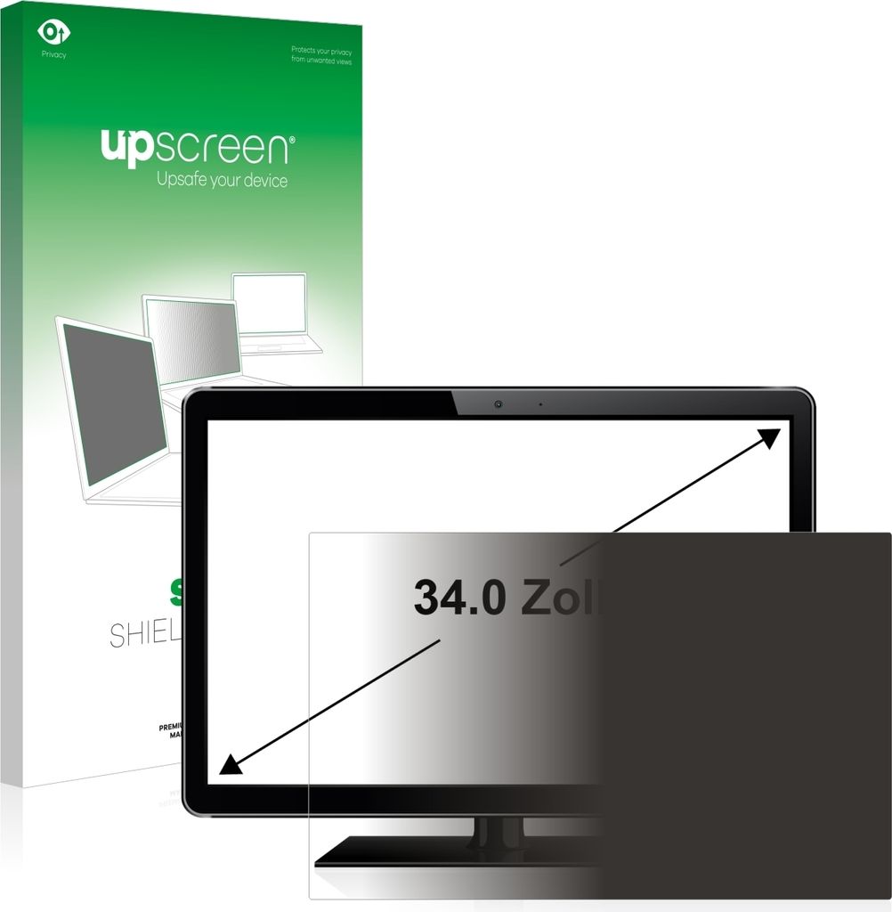 upscreen Blickschutzfilter für Industrie-Monitore mit 86.4 cm (34 Zoll) Displays 794 x 340 mm Anti-Spy Privacy Filter Sichtschutz Blaulicht-Schutz