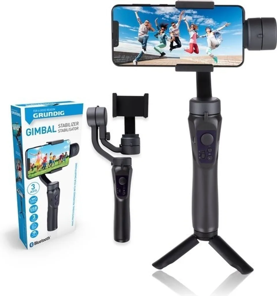 Grundig Stabilizzatore Gimbal 3 Assi Smartphone - Video Fluidi a 360°