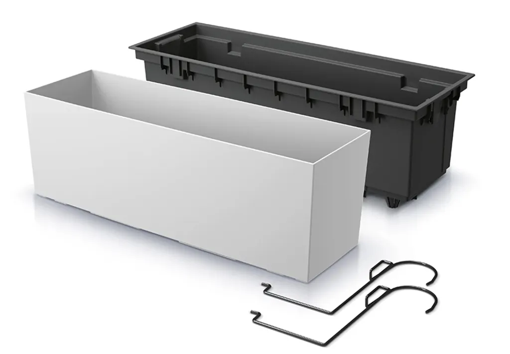 Jardinière Blanche URBI CASE W 58cm: Kit Fixation + Doublure, Pose Simple - 4