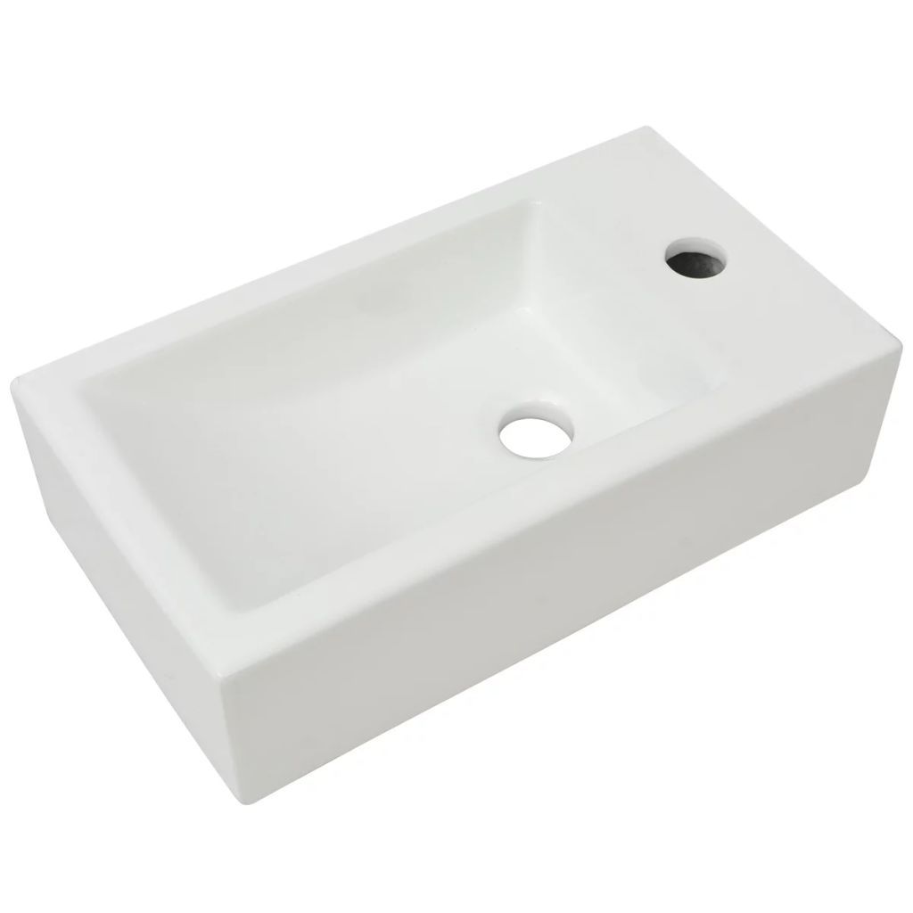 vidaXL Lavabo rectangulaire avec trou pour robinetterie Image du produit 