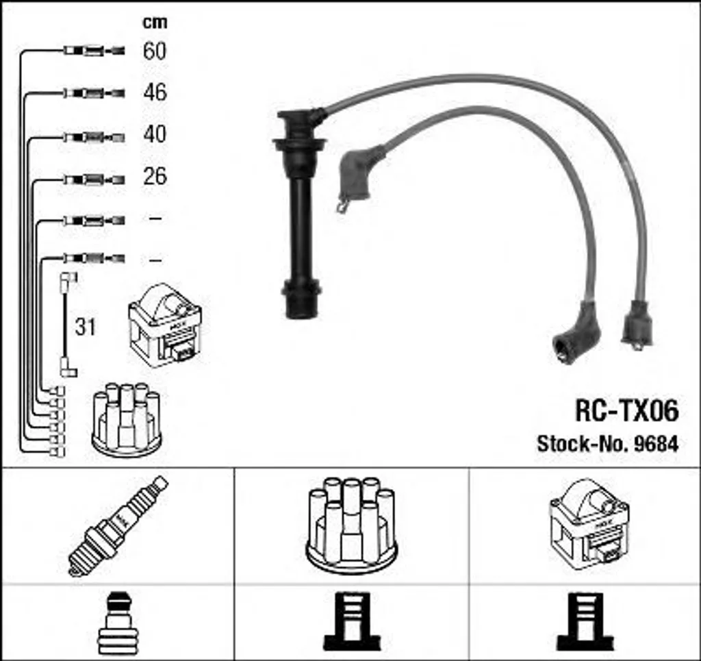 Kit Cavi d'Accensione NGK 9684 - Specifico Toyota Celica 2.0 (1985-89)