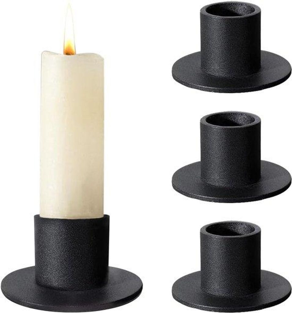 Famanu Kerzenhalter Set von 4 – Retro Kerzenständer in Schwarz – Für Dinner, Hochzeiten und Weihnachtsdekoration
