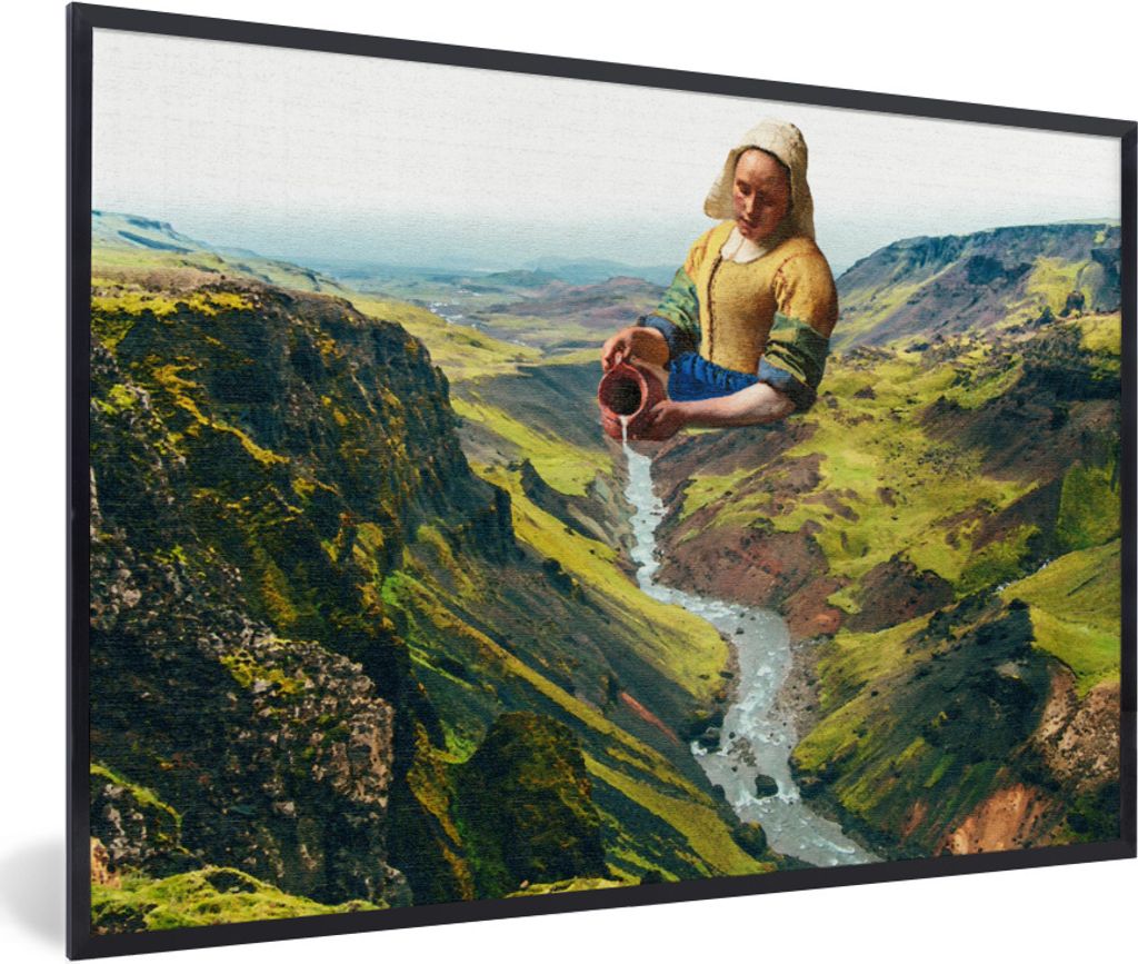 MuchoWow Gerahmtes Poster Milchmädchen - Wasser - Kunst 90x60 cm - Poster mit Schwarzem Bilderrahmen Wandposter Rahmen Foto Bilder - Fotorahmen ...